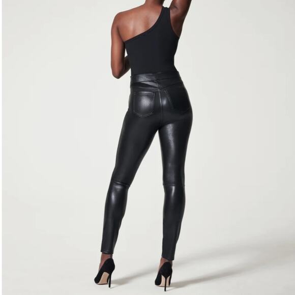 Spanx Leather-Like Ankle Skinny Pant black sz L - Picture 2 of 8